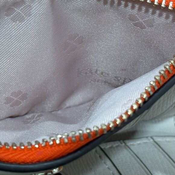 Kate Spade Small Slim Bifold Wallet Spencer Stripe Orange and White - Picture 6 of 6